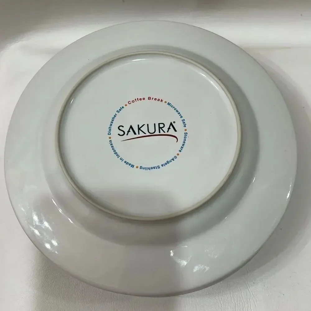Sakura Coffee Break Plates set 4 Paris Cafe New York Caffe Expresso 8 In Round